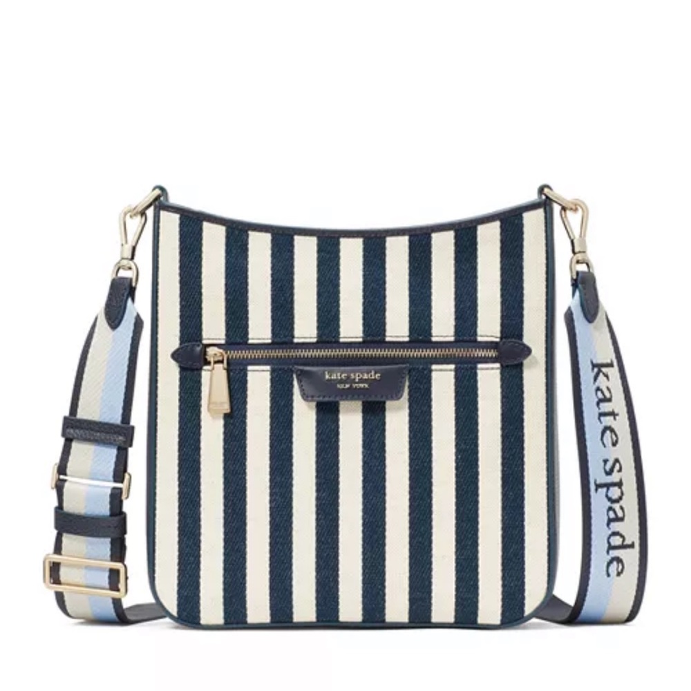 kate spade Hudson Striped Canvas Fabric Messenger Crossbody